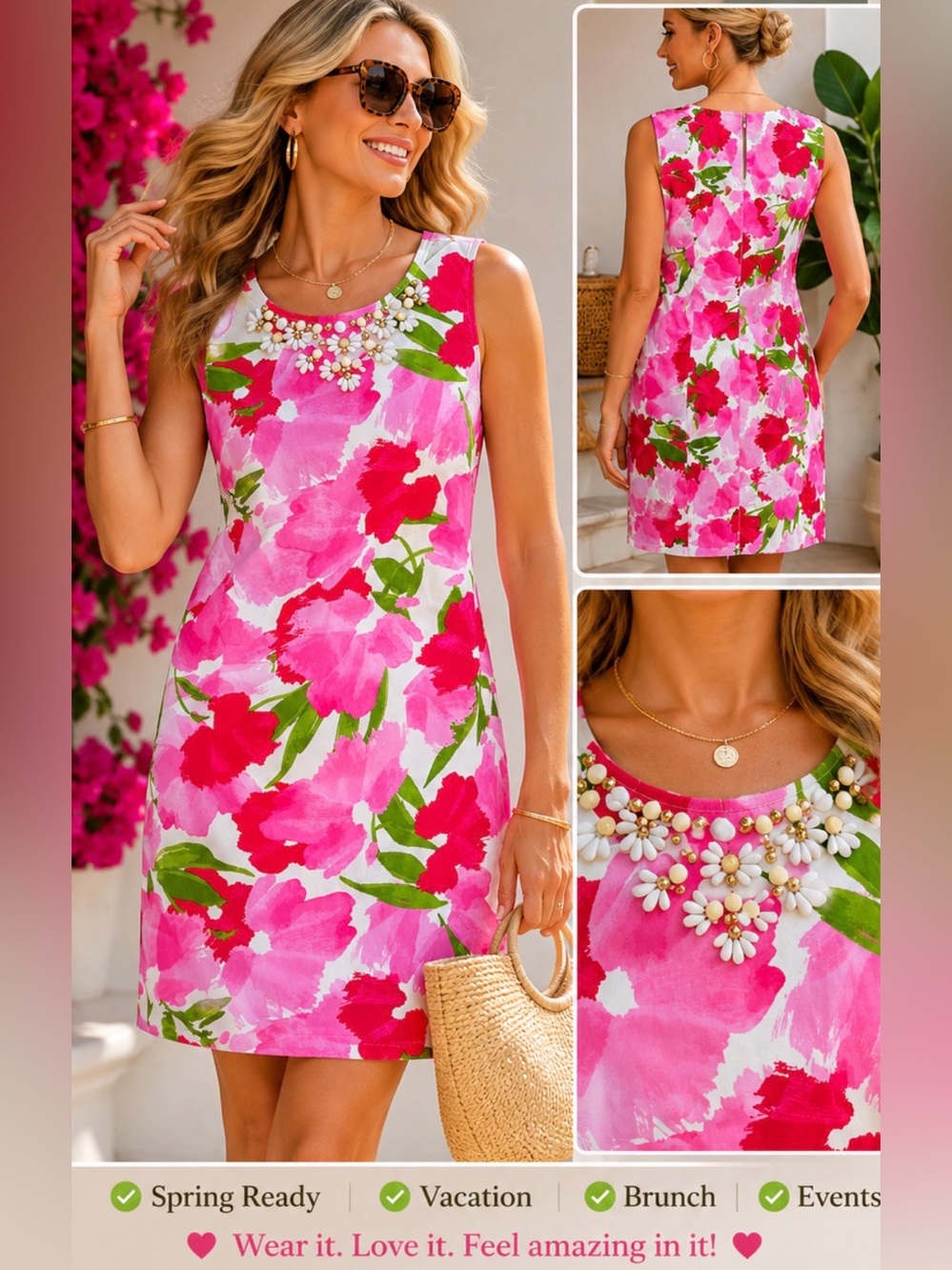 ✨ Ruby Rd. Pink Floral Shift Dress ✨